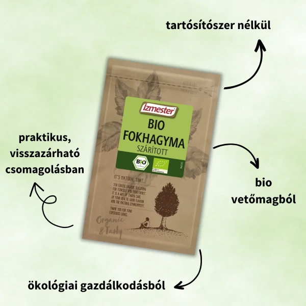 Bio fokhagyma tasakos termék tulajdonságai