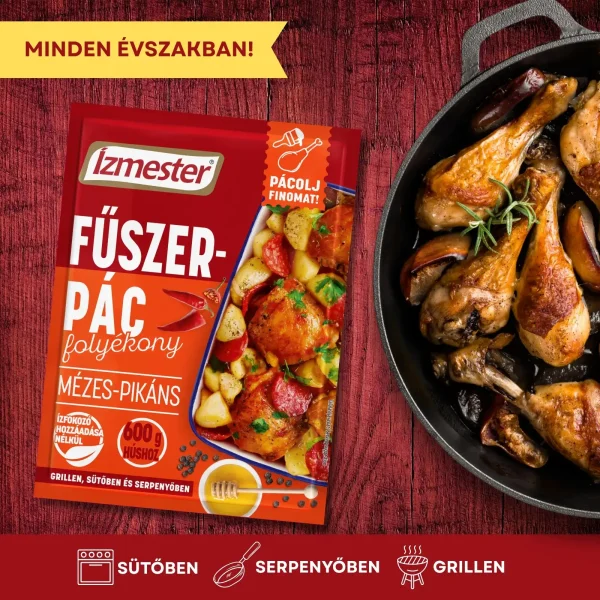 Mézes-pikáns folyékony fűszerpác sertés és más húsok grillezéséhez tasakban