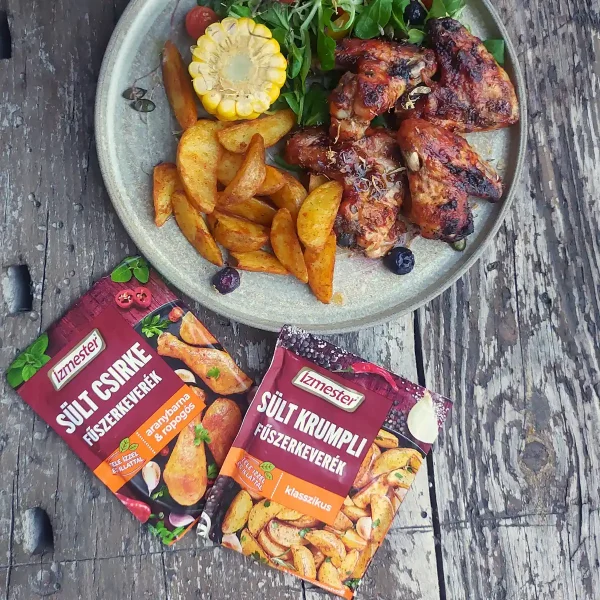 Ropogós csirkeszárny sült krumplival