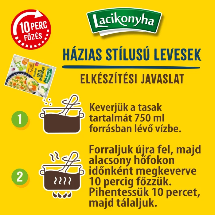 Infografika házias leves zöldborsóleves levespor elkészítéséhez