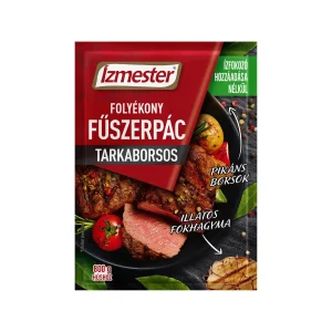 Ízmester márkájú tarkaborsos folyékony fűszerpác tasak elülső nézete