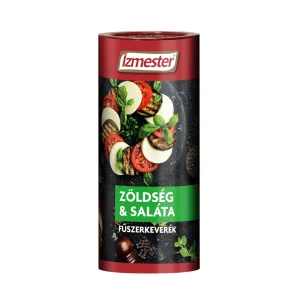Ízmester márkájú zöldség & saláta fűszerkeverék szórófejes henger alakú dobozban