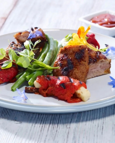 Grillezett oldalas sült paprikával