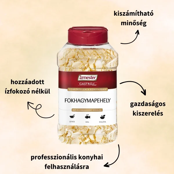 Ízmester Gastroline fokhagymapehely nagy kiszerelésben műanyag PET flakonban